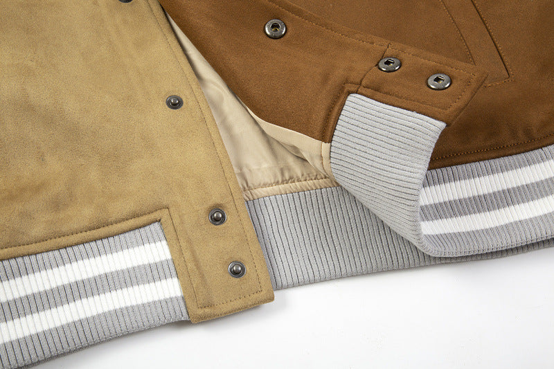 Fashion Brand Suede Color Matching Coat