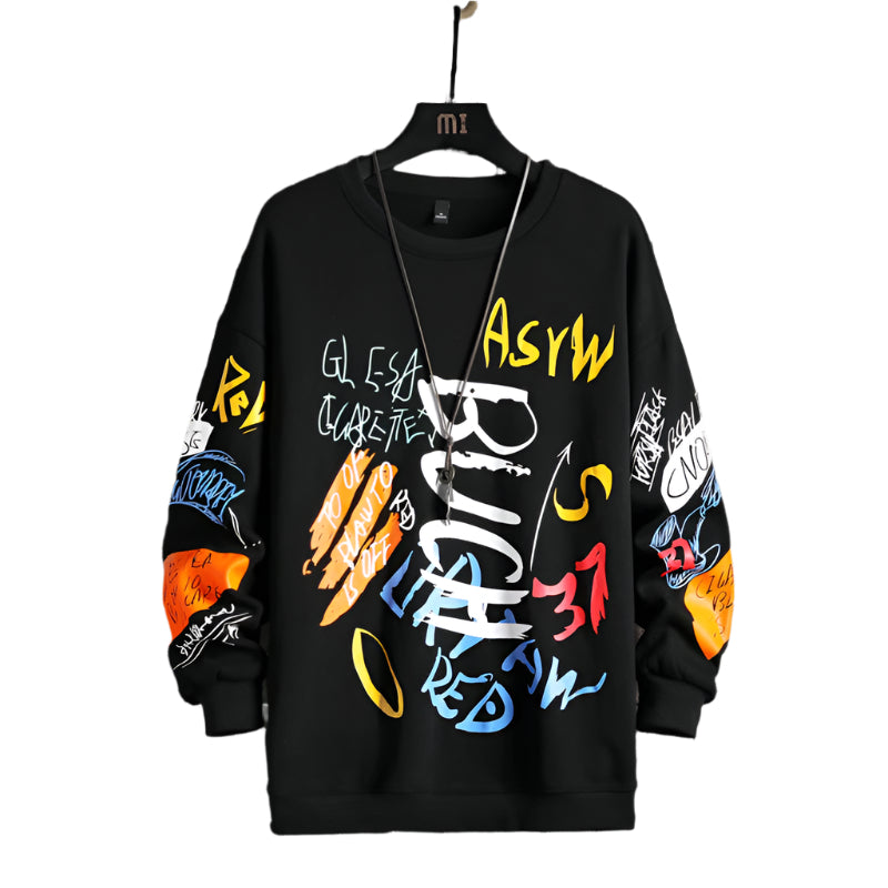 SingleRoad Mens Crewneck Sweatshirt Men Harajuku Oversized Japanese Streetwear Hip Hop Black Hoodie Men Sweatshirts Hoodies