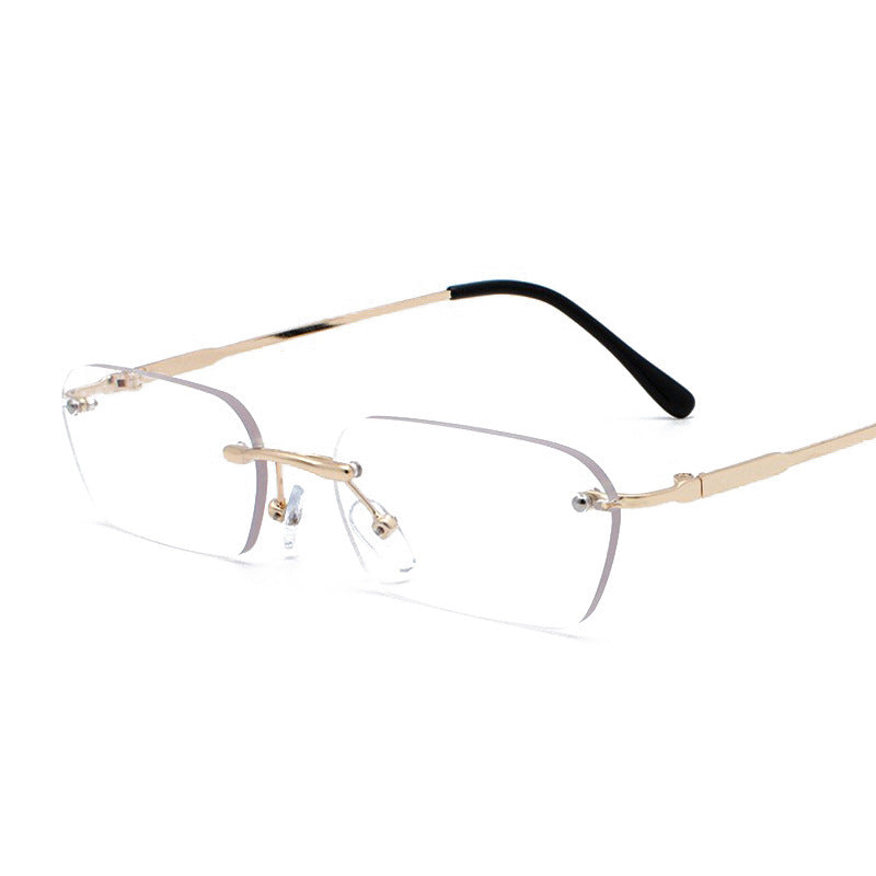 Metal Small Frame Men's Personalized Square Rimless Glasses