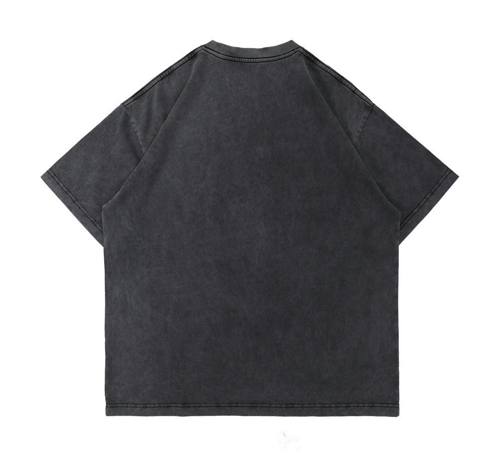 Fun Letter Printing Short-sleeved Men's Loose Round Neck Five-point Sleeves T-Shirt