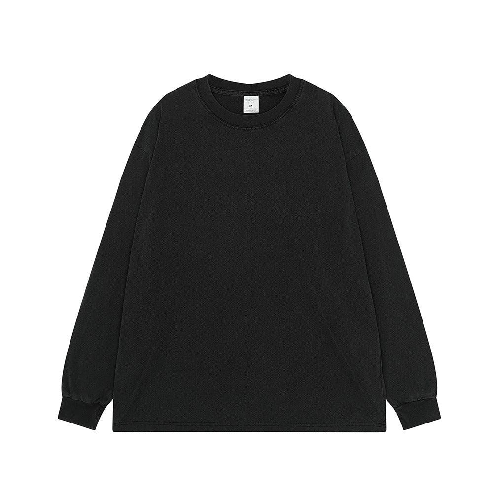 260g Heavy Fried Snowflake Long Sleeve T-shirt American Retro