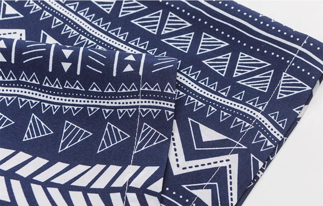 Men Trendy Vintage Stripe Printing Lapel Short Sleeve Shirt