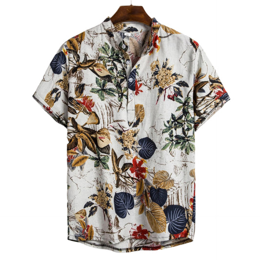 Slim shirt men contrast color printing shirt men