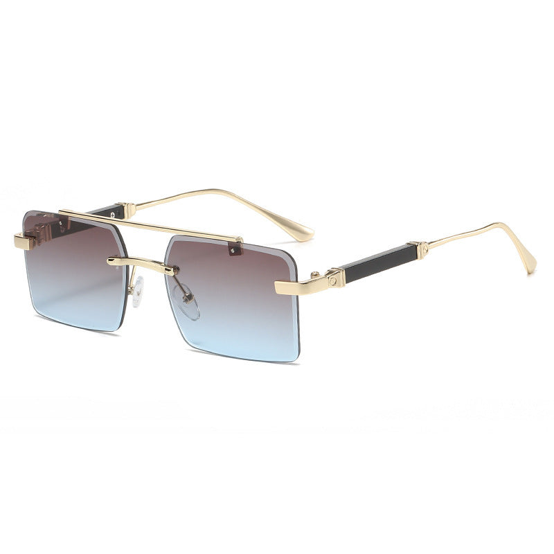 Frameless  Men's Double Beam Square Sunglasses
