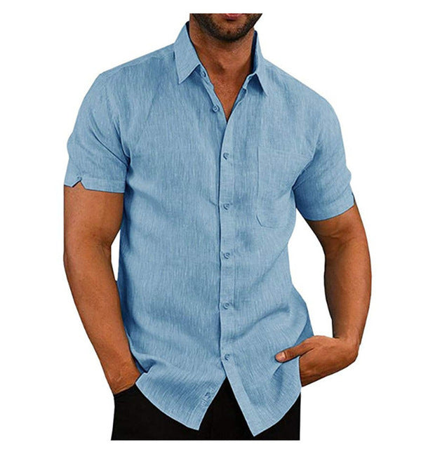 Short Sleeve Summer Solid Shirts Casual Loose Tops Tee For Mens