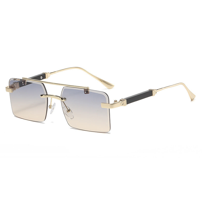 Frameless  Men's Double Beam Square Sunglasses