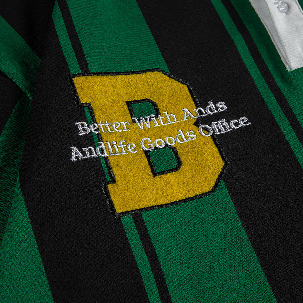 Striped Letter Embroidered Polo Shirt Men's