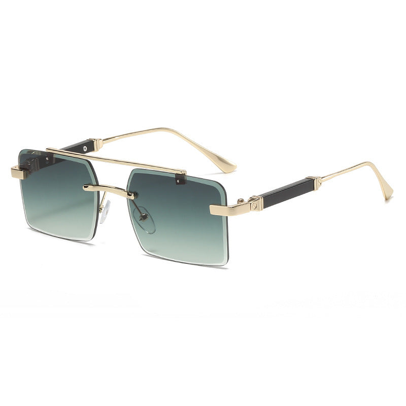 Frameless  Men's Double Beam Square Sunglasses
