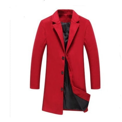 Mens New Solid Color Casual Business Woolen Coats For Winters