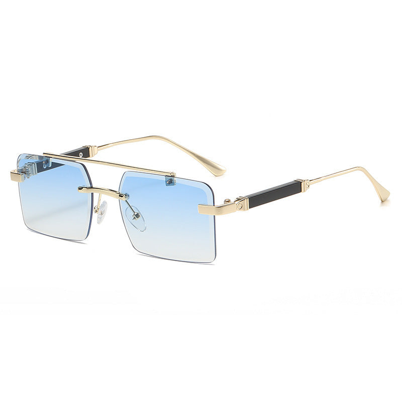 Frameless  Men's Double Beam Square Sunglasses