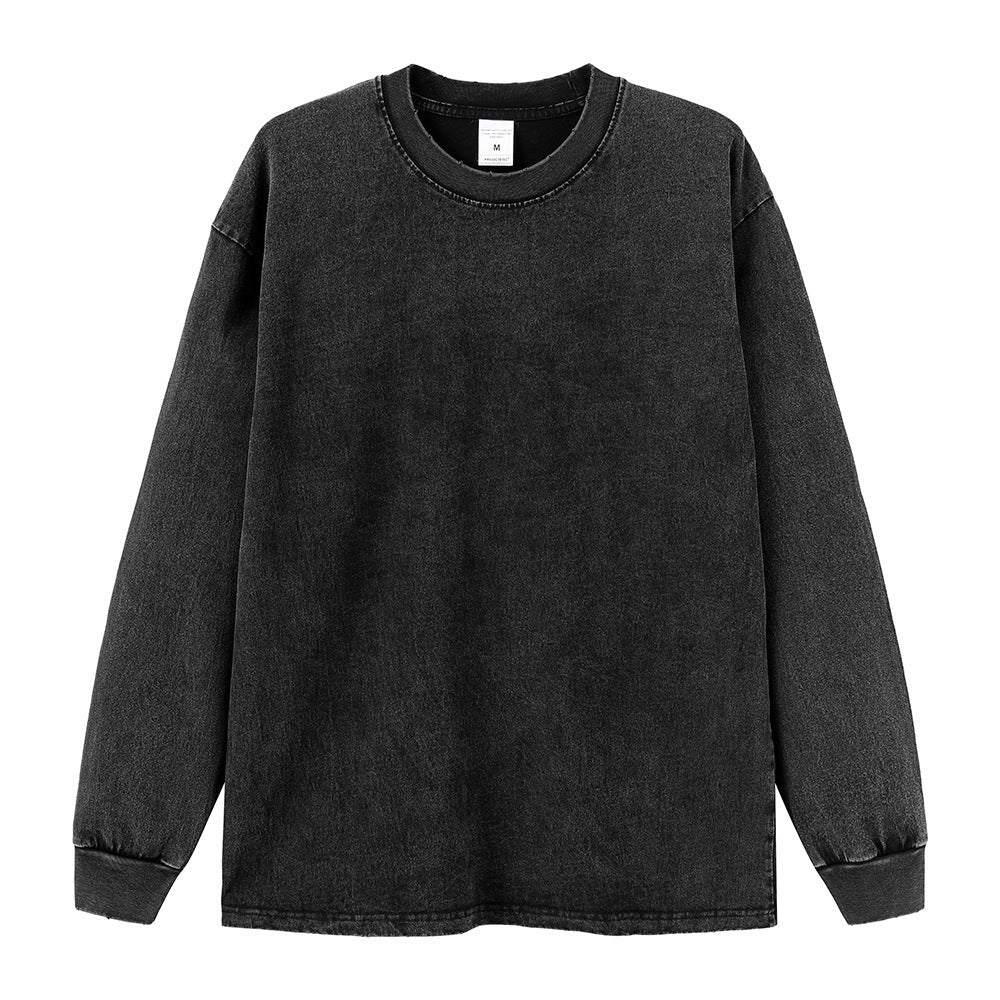 260g Heavy Fried Snowflake Long Sleeve T-shirt American Retro