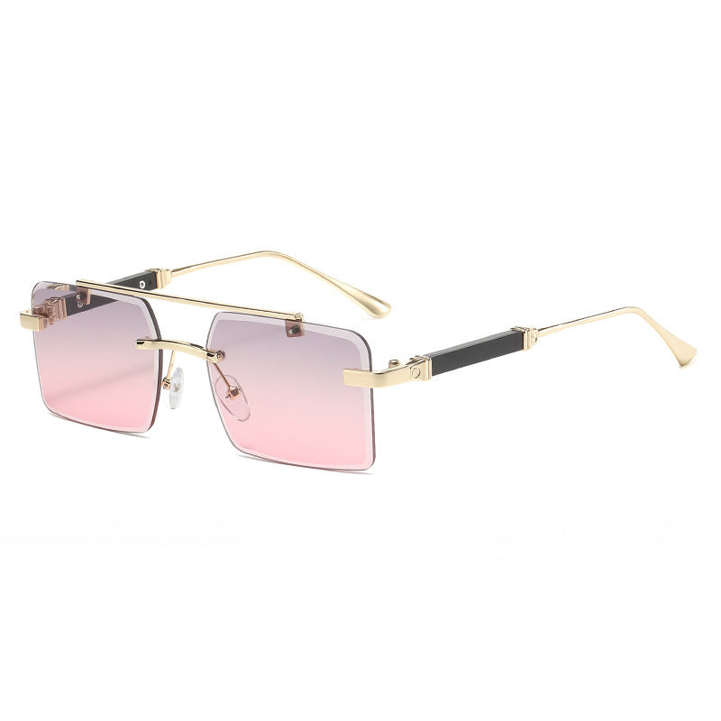 Frameless  Men's Double Beam Square Sunglasses