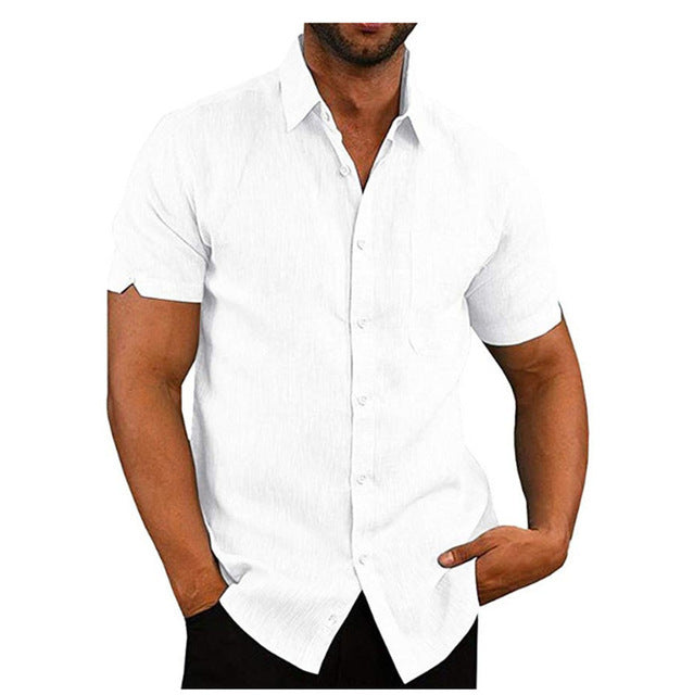 Short Sleeve Summer Solid Shirts Casual Loose Tops Tee For Mens
