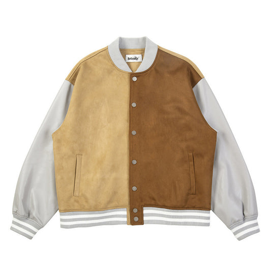 Fashion Brand Suede Color Matching Coat