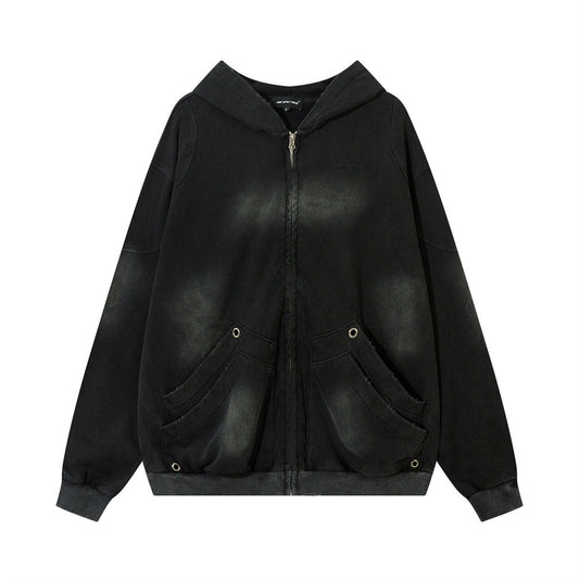 Punk Worn-out Loose Zip Sweater