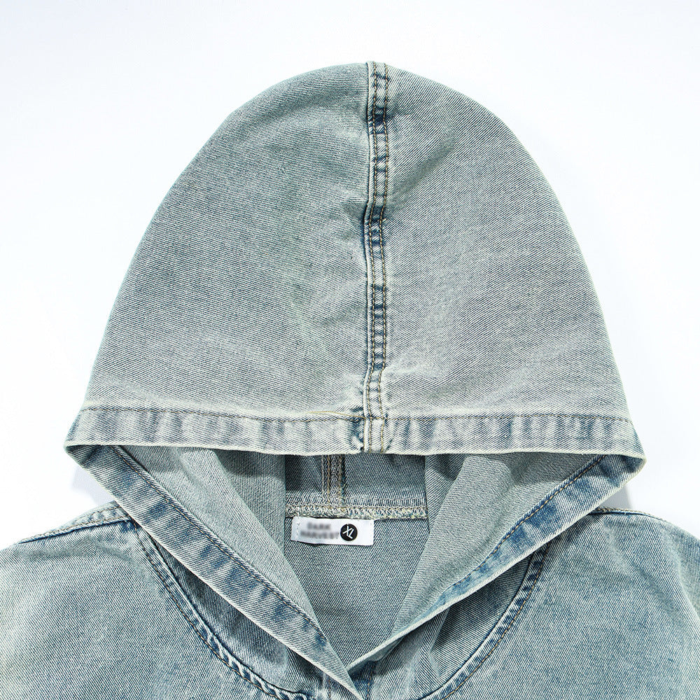 Pullover Denim Hoodie