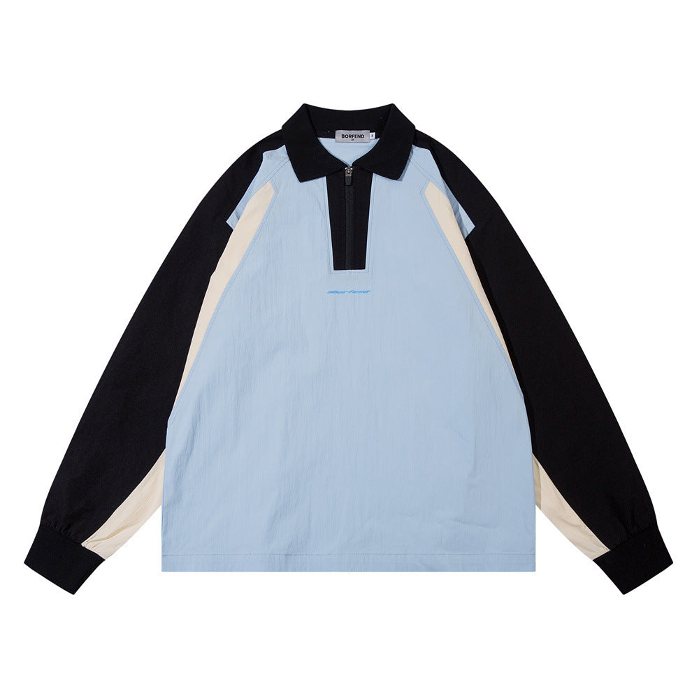 Stitching Thin Lapel Sweater Male
