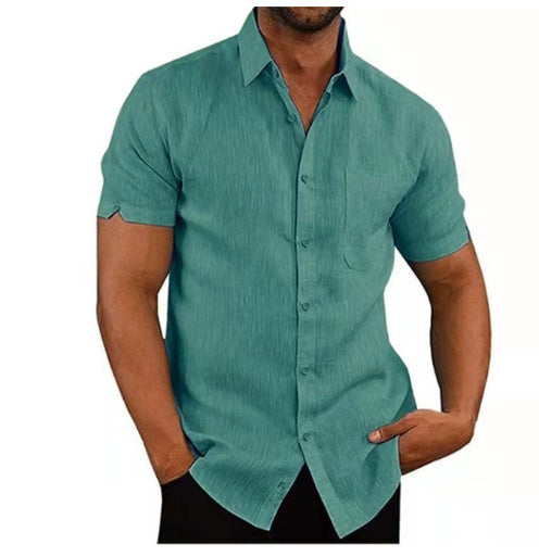 Short Sleeve Summer Solid Shirts Casual Loose Tops Tee For Mens
