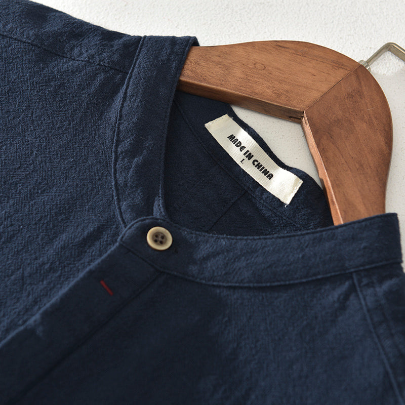 Men's Stand Collar Japanese  Short Sleeve T-shirt