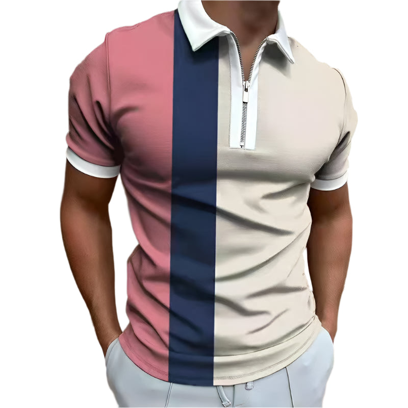 Men's POLO Shirt Striped Printed Short Sleeve T-Shirt Lapel Shirt