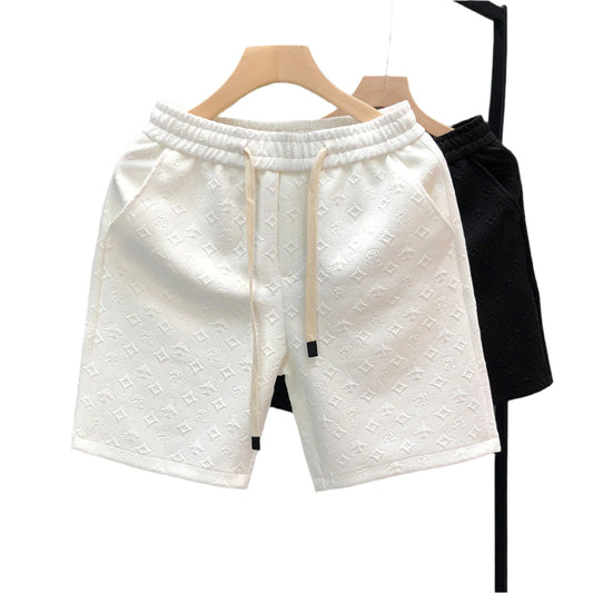 White Jacquard Shorts For Men