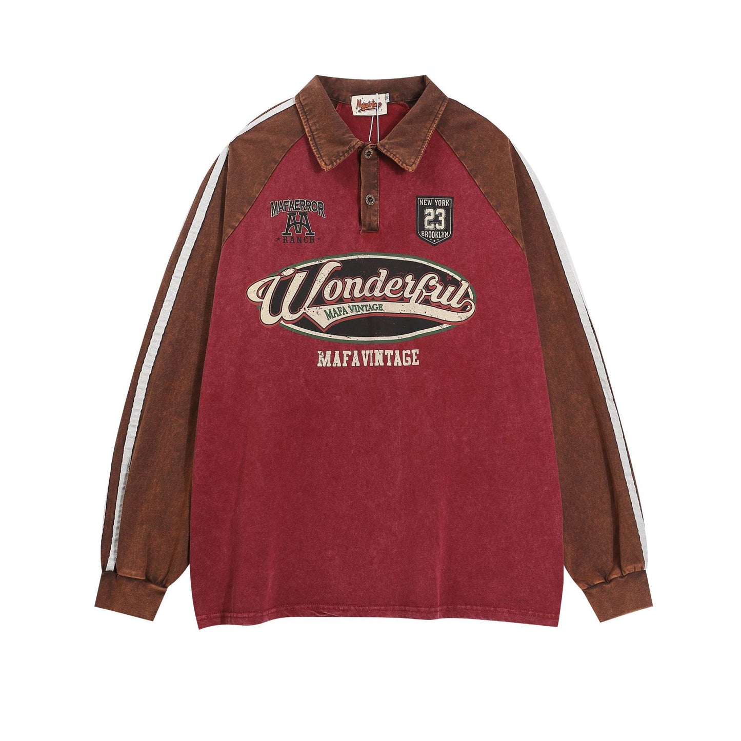 Sweater Retro Polo Long Sleeve Loose Top