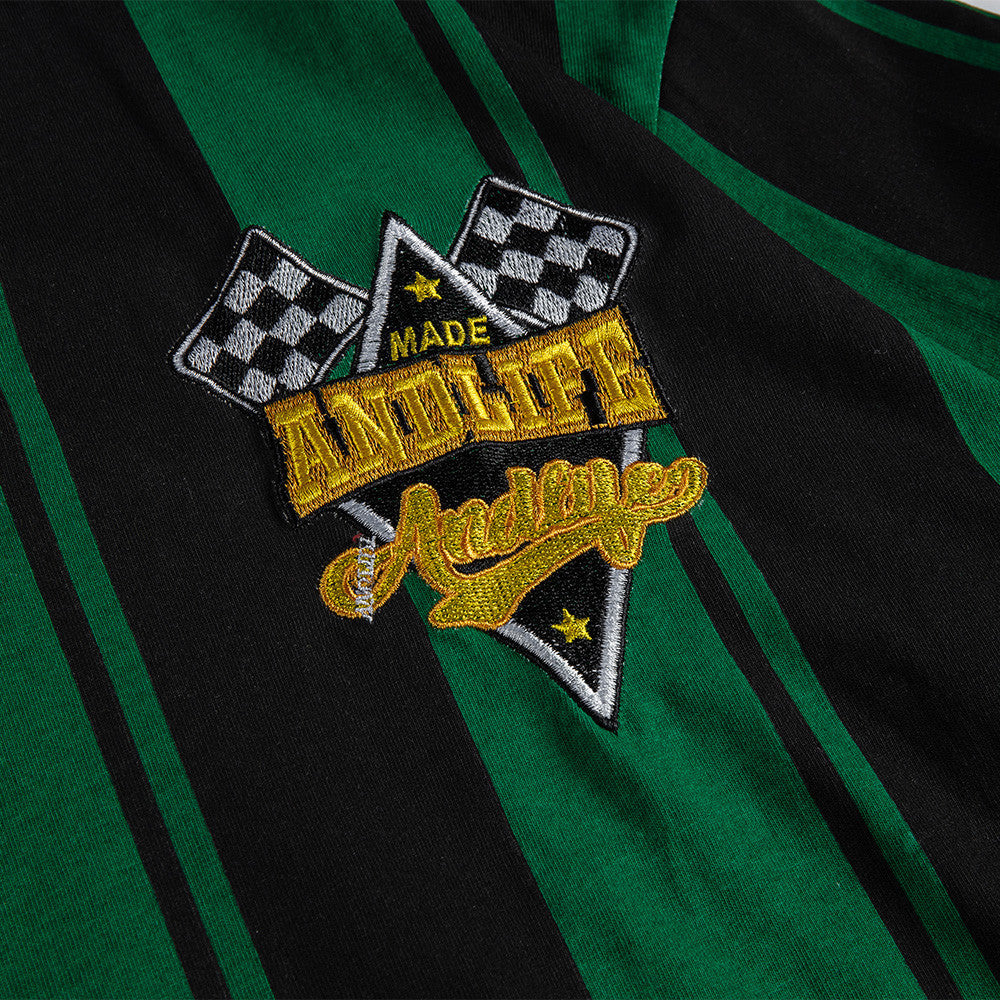 Striped Letter Embroidered Polo Shirt Men's