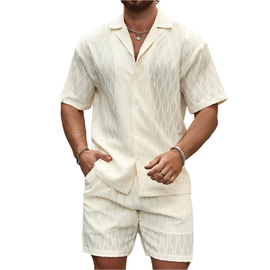 Fashion Mens Clothing Men's Loose Short Sleeve Shirt Shorts Casual Suit