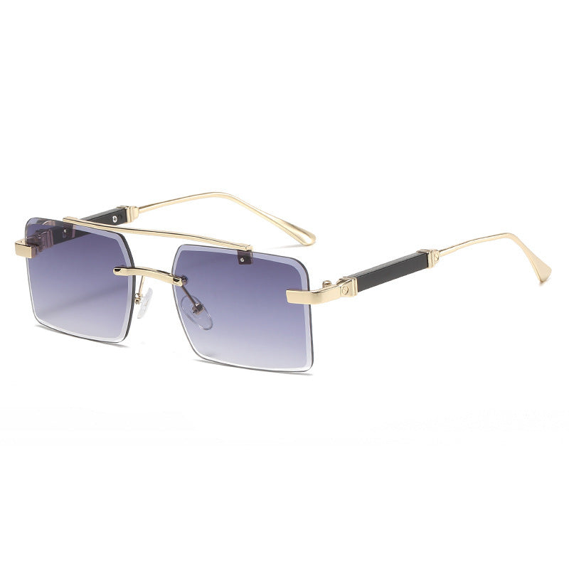 Frameless  Men's Double Beam Square Sunglasses