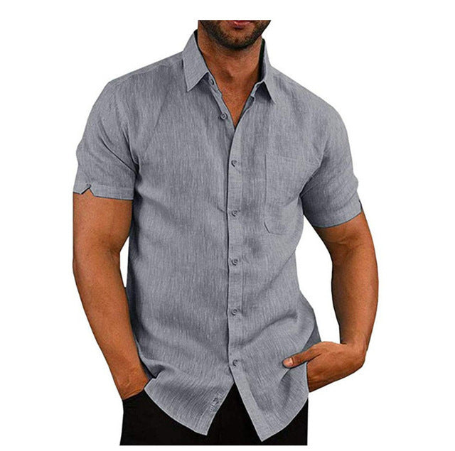 Short Sleeve Summer Solid Shirts Casual Loose Tops Tee For Mens