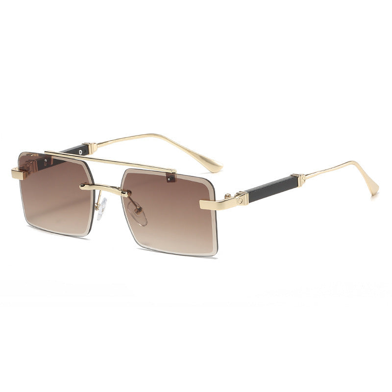 Frameless  Men's Double Beam Square Sunglasses