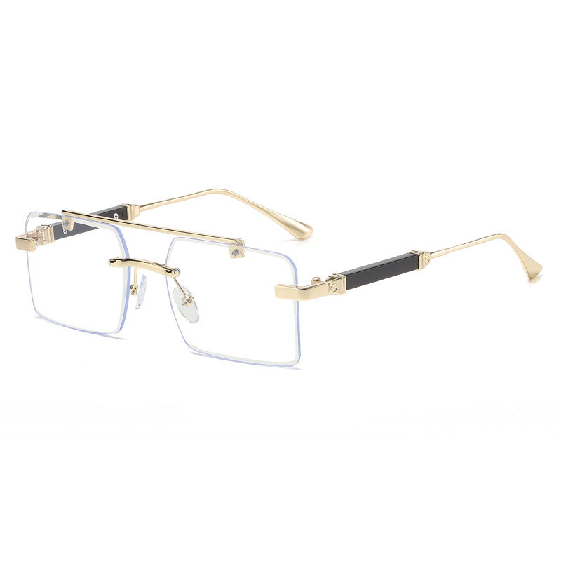 Frameless  Men's Double Beam Square Sunglasses