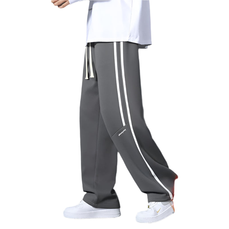 Winter Fleece-lined Loose Straight Trousers Youth Sports Pants