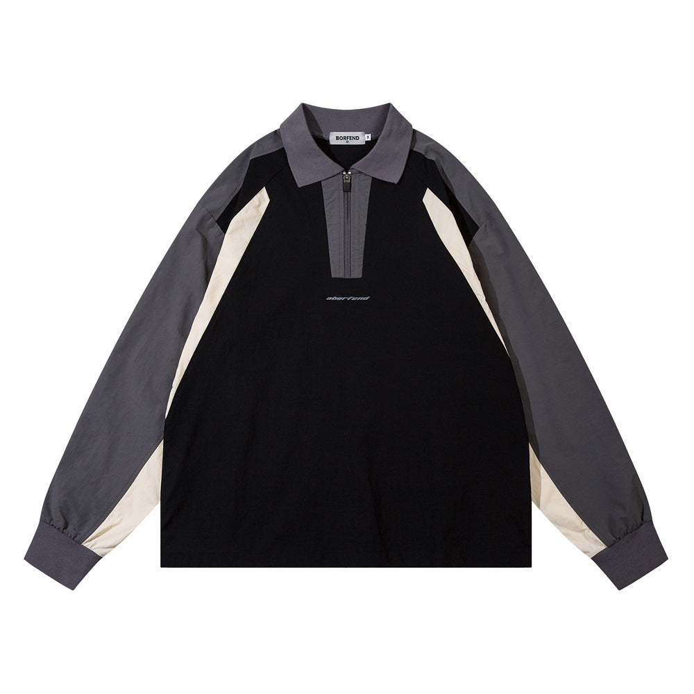 Stitching Thin Lapel Sweater Male