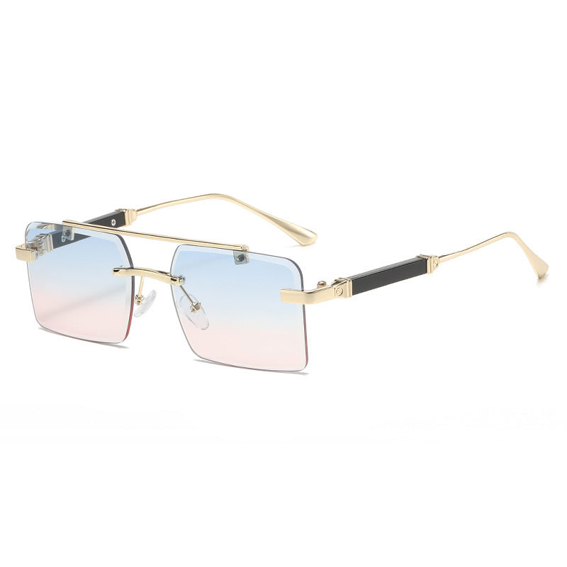 Frameless  Men's Double Beam Square Sunglasses