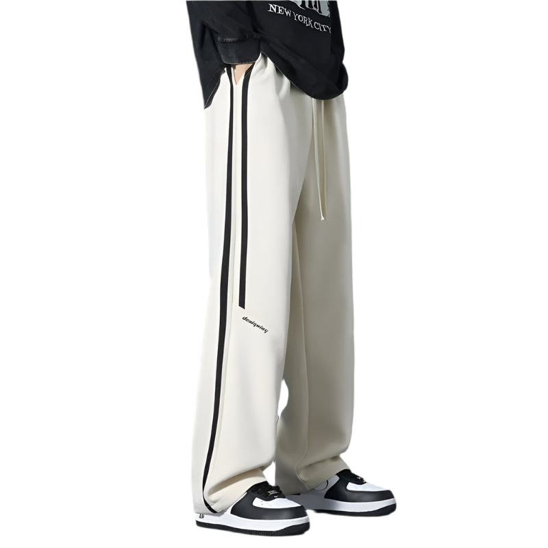 Winter Fleece-lined Loose Straight Trousers Youth Sports Pants
