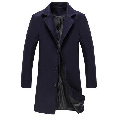 Mens New Solid Color Casual Business Woolen Coats For Winters