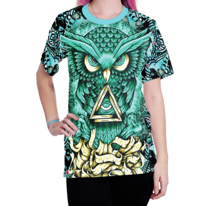 NADANBAO New Arrival Summer T Shirt Women Hiphop Owl 3D Printing T-Shirt Gold Metal Cool Woman Tshirt
