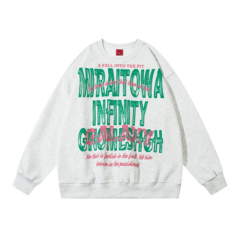 Letter Print Loose Round Neck Sweater