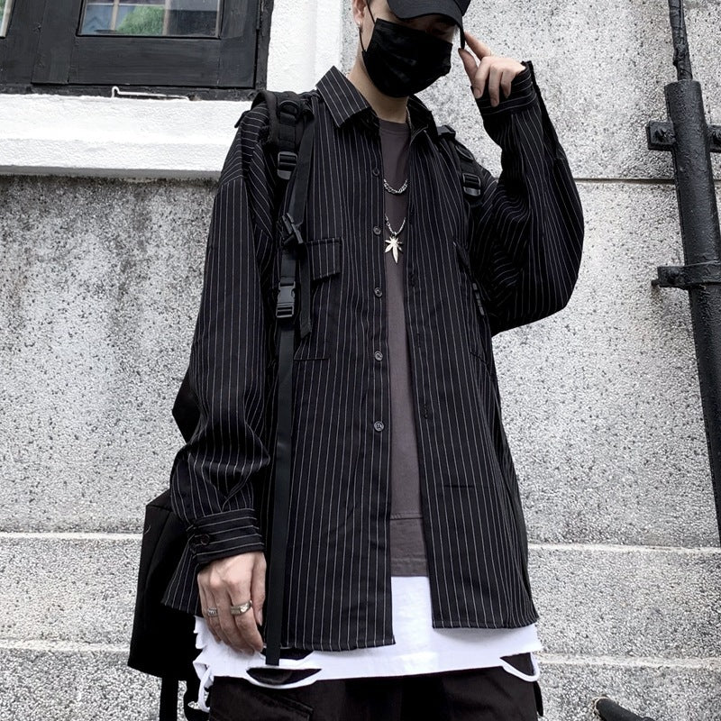 Retro Wild Striped Black Long sleeved Shirt