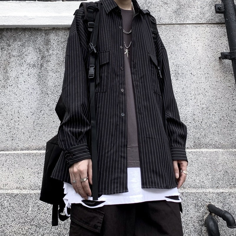 Retro Wild Striped Black Long sleeved Shirt