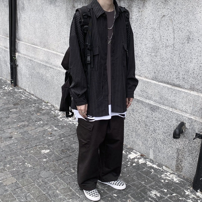 Retro Wild Striped Black Long sleeved Shirt