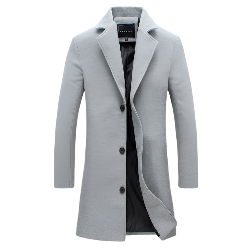 Mens New Solid Color Casual Business Woolen Coats For Winters
