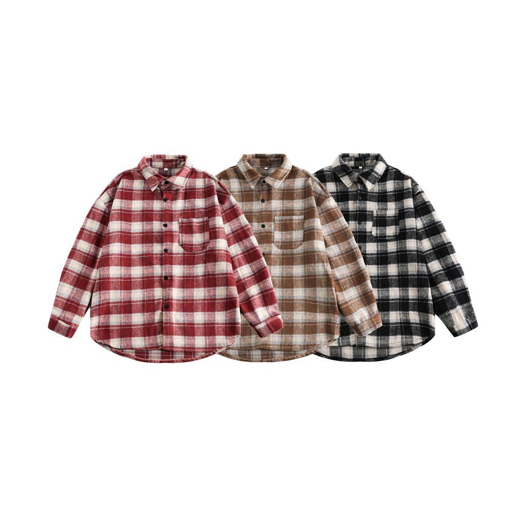 Brushed Thickened Plaid Shirt