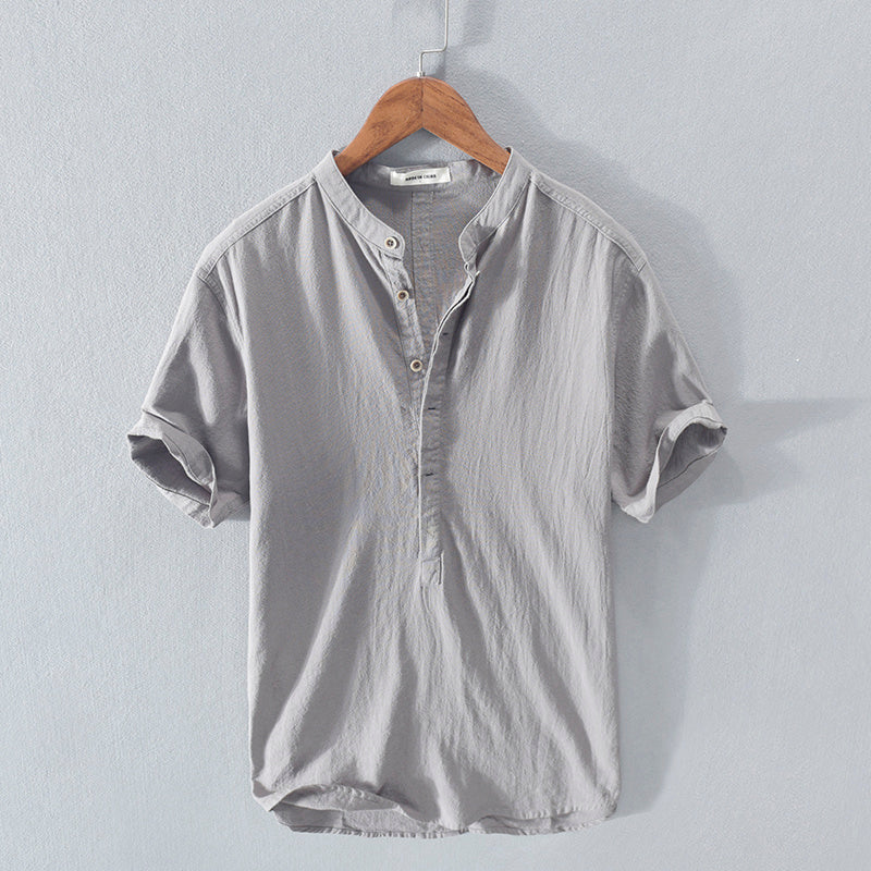 Men's Stand Collar Japanese  Short Sleeve T-shirt