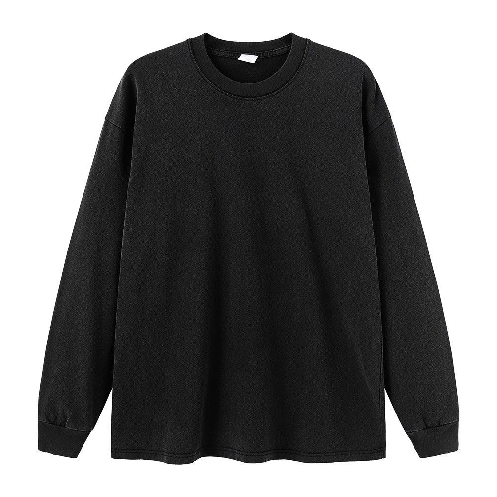 260g Heavy Fried Snowflake Long Sleeve T-shirt American Retro