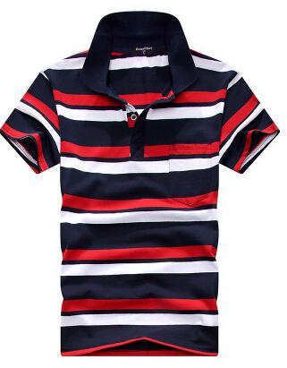 Collar Striped Short Sleeved  Men's T-shirt