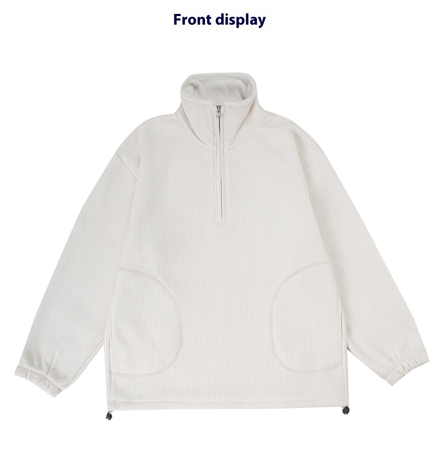 Retro Vibe Simple Heavy Industry Fleece Pullover