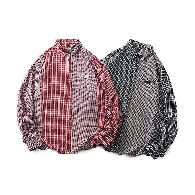 New Patchwork Design Shirt Men's Check
