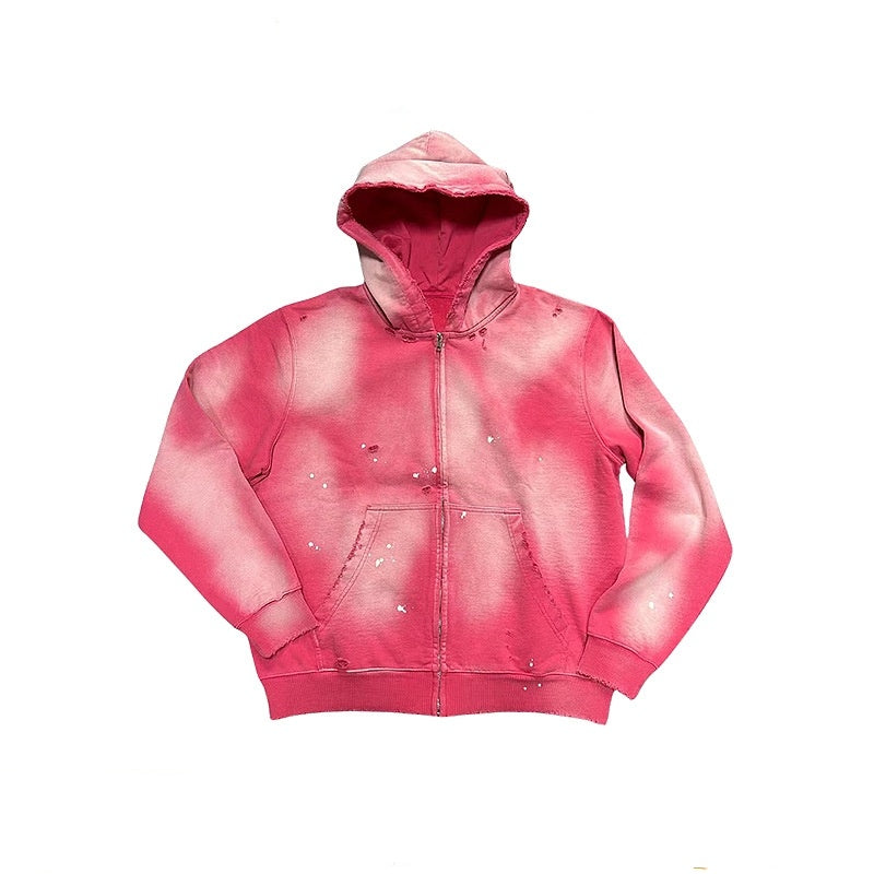 Washed Spray Paint Dyed Distressed Round Neck Sweater